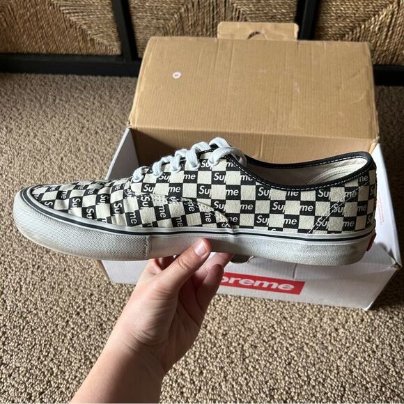 Supreme x Vans Authentic Pro Black White Checkered Sneakers Men’s 13 - Picture 6 of 13